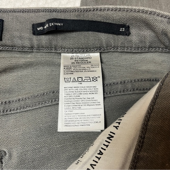BANANA REPUBLIC Mid-Rise Skinny Jeans with Frayed Hems in Gray Size 25 - Picture 6 of 6